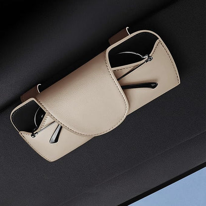 Magnetic Sunglass Holder for Car Visor Clip, Visor Accessories Eyeglasses Holder, Leather Glasses Storage Case by fccairms