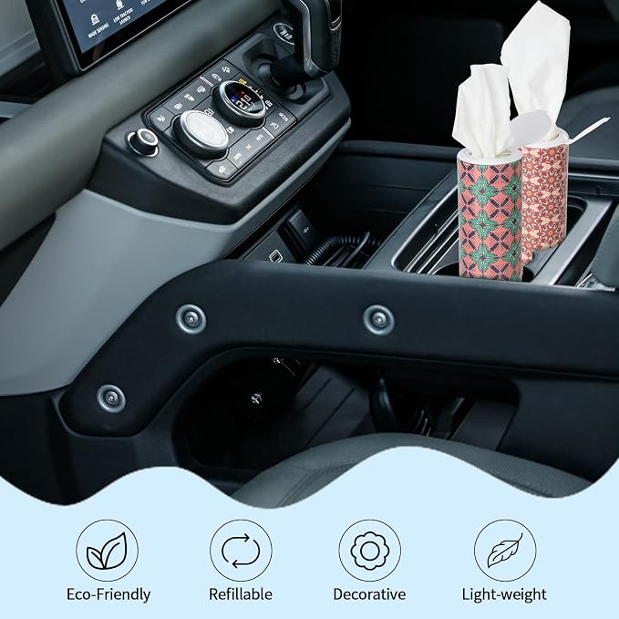 Carson Works Car Tissues Holder 4 Packs Round Car Tissues Cylinder Fit for Car Cup Holder, Home Small Tissue Dispenser with Facial Tissues for Travel Car Bathroom Office - Image 5