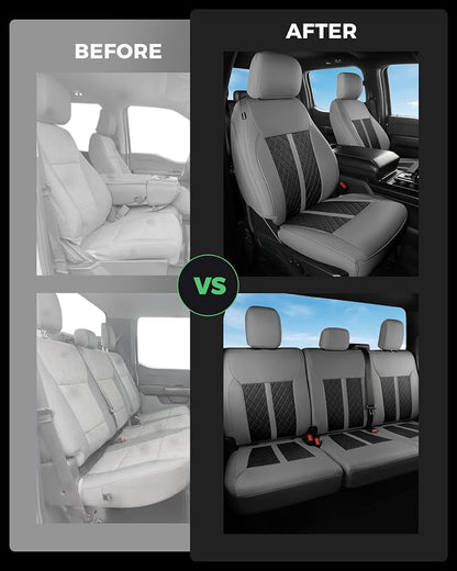 RIDEPOSH for Ford F150 Leather Seat Covers, SuperCrew XL XLT 2021-2026 | Fits F250 F350 Super Duty Crew Cab 2023-2026, Custom Fit, Bucket Seat, Stain Resistant, Airbag Compatible, Easy-Clean - Image 7