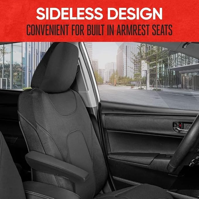 Motor Trend AquaShield Waterproof Front Seat Covers, Black Seat Covers for Cars – Neoprene Front Car Seats Cover, SUV Seat Covers Protector - Car Interior Cover for Auto, Trucks, & Dog Owners - Image 5