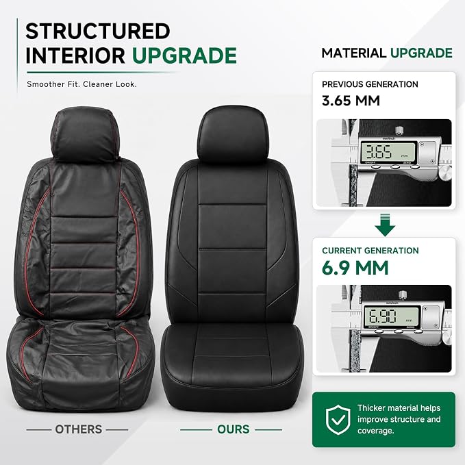 GIANT PANDA Front Seat Covers for Honda CRV HRV Civic Accord Element, Faux Leather Bucket Seat Cover Fit Honda Seat Protectors (Black & Gray) 2-Pack - Image 4