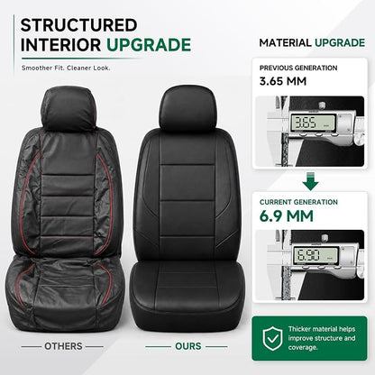 GIANT PANDA Front Seat Covers for Honda CRV HRV Civic Accord Element, Faux Leather Bucket Seat Cover Fit Honda Seat Protectors (Black & Gray) 2-Pack - Image 4