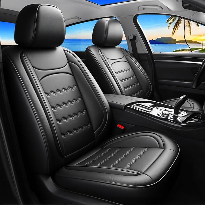 Car Seat Covers Compatible with Kia Sportage 2009-2025 2026, Full Coverage Leather Waterproof Breathable Seat Covers, Automotive Seat Protectors, Airbag Compatible(2 Front Seats, Black) by Unknown