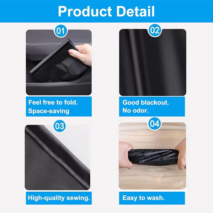 Ovege Blackout Car Window Curtains 4pcs Magnetic Privacy | 100% blackout, steel frame compatible, privacy for nursing pumping changing, 4pcs side windows shades, UV block - Image 5