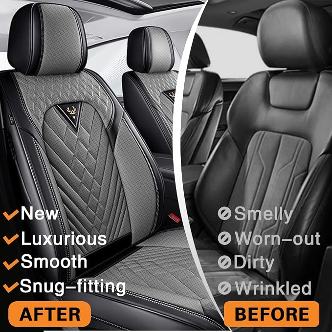 Fit for Toyota Avalon Seat Covers 2001-2026,Premium Leather, 360° Full Protection, Thick Padding & Memory Foam, Waterproof & Stain-Resistant Car Seat Cover Full Set (5 Seat,Black&Gray) - Image 5