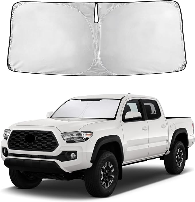 Autovir Windshield Sun Shade Fit for 2016-2024 2025 2026 Toyota Tacoma | Sunshade, Front Car Window Shades Sun Visor, Blocks UV Rays & Heat, Car Accessories by Autovir