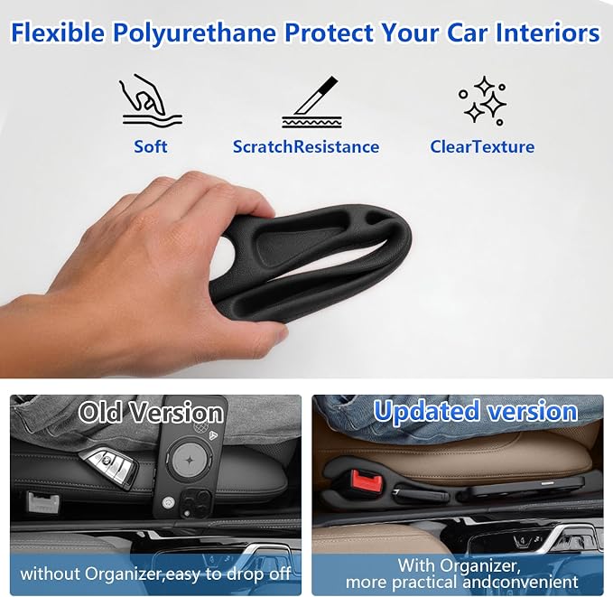 Car Seat Gap Filler Organizer 2Pack,Car Accessories Plug,Black | 2 in1 Drop Stop Seat Side Guard with Safety Hammer & Storage Slot,Interior Blocker Strip Universal Fit for Car SUV Truck - Image 7