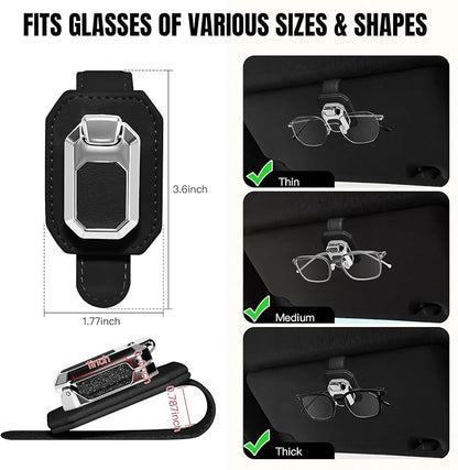 Sunglass Holder for Car Visor, Faux Leather Eyeglass Holder Clip for Car Sun Visor Organizer, Universal One Handed Operation Sun Glass Hanger, Car Interior Accessories for Women Man - Image 4