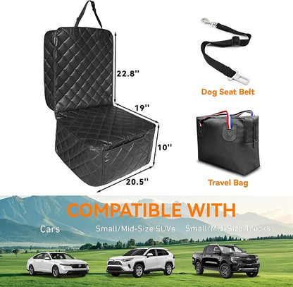 Dog Car Front Seat Cover,PU Leather Car Seat Cover for Pets & Humans,Black | Waterproof,Nonslip,Anti-Scratch,Heavy-Duty Captain Seat Protector Fits Most Cars, Trucks, SUVs，Minivans - Image 4