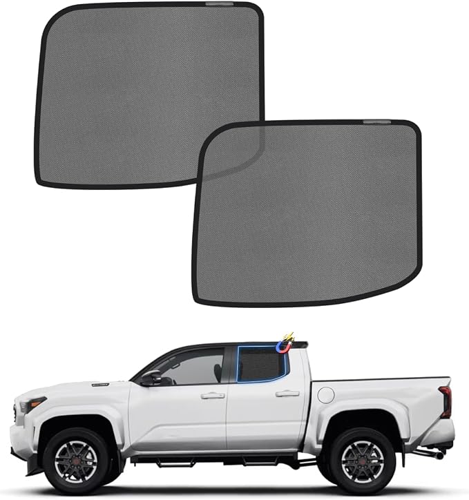 KUST Car Window Shades for 2024 2025 2026 Toyota Tacoma Accessories, Breathable Mesh Magnetic Window Covers, Rear Back Side Window Sun Shades UV Block Privacy Protection for Baby Camping Napping 2PCS by KUST