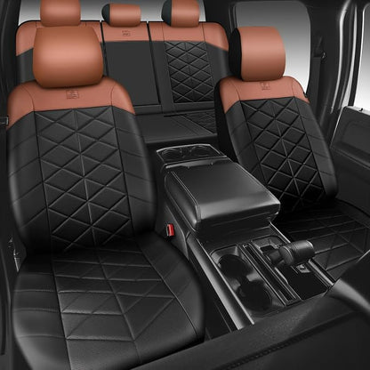 CAR PASS Memory Foam Leather Seat Covers Full Set, Breathable Perforated Nappa Leather Seat Covers Universal Fit for Cars,SUV,Truck Seat Covers Thick 3D Foam Comfortable, Airbag Compatible Black Brown - Image 7