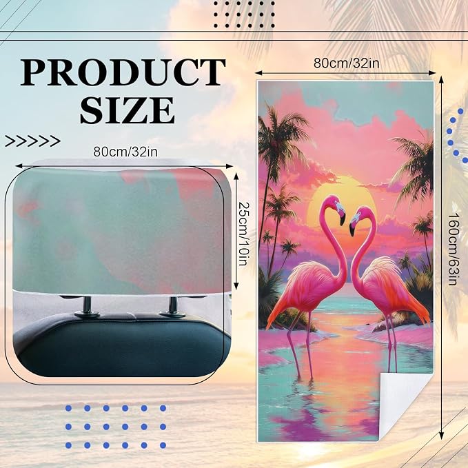 2 Pack Car Towel Seat Covers with Storage Bag, Multifunctional Towel for Gym Outdoor Sport, Picnic, Beach, Pet Dog Travel,Non-Slip Washable Car Seat Protector (Flamingo) - Image 5