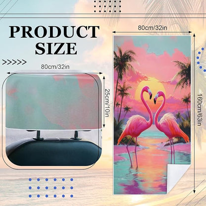 2 Pack Car Towel Seat Covers with Storage Bag, Multifunctional Towel for Gym Outdoor Sport, Picnic, Beach, Pet Dog Travel,Non-Slip Washable Car Seat Protector (Flamingo) - Image 5
