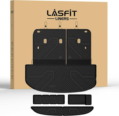 LASFIT Cargo Mats for Kia Telluride Gas 2027 (Not Fit Hybrid) | All Weather TPE Custom Fit Cargo Trunk Mat & Backrest Mats Accessories, Black by LASFIT