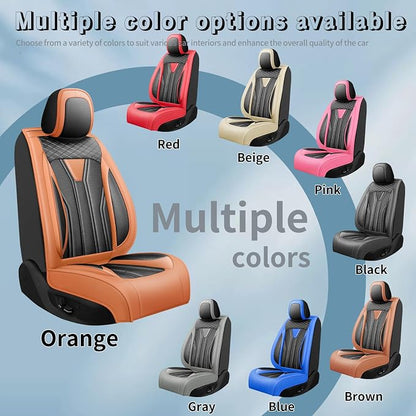 Fit Tacoma Premium Leather Car Seat Covers for Toyota Tacoma 2016-2022 2023 - Waterproof，Breathable，All-Weather Seat Cushion Protecto & Airbag Compatible, Full Set Orange&Black - Image 5