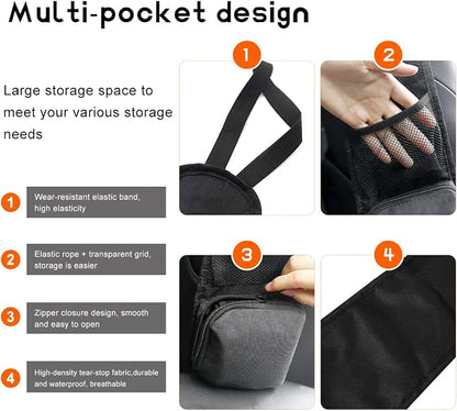 Car Seat Side Organizer, Front Seat Storage Hanging Bag Mesh Pocket Stuff Holder, Multi-Pocket Vehicle Storage Net Organizer for Drink Glasses Phone Wallet, Car Accessories - Image 3