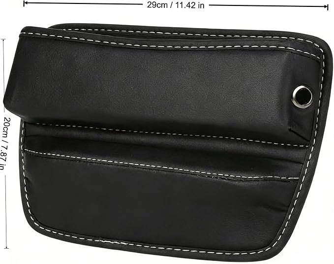 Car Seat Gap Organizer | PU Leather Seat-Side Storage Pocket with Cable Port | Fits Most Cars, SUVs and Trucks | Brown - Image 8