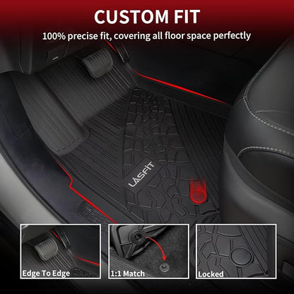LASFIT Floor Mats for Jeep Grand Cherokee WL 2022-2025 2026 5-Seat | Include 4xe, NOT for Grand Cherokee L, All Weather, TPE, Custom Fit, Car Mats, Floor Liners, 1st & 2nd Row, Black - Image 2