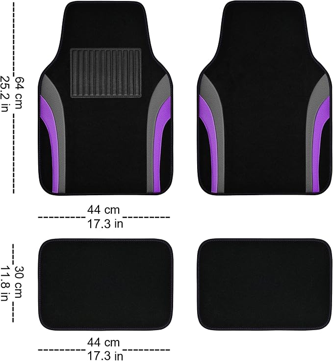 CAR PASS Leather Sporty Car Floor Mats Carpet,Universal Waterproof Automotive Floor Mat Fit for Sedans, Cars, Mid Trucks, Vans, SUV, Set of 4 (Black and Purple) - Image 4
