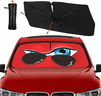 Socira Funny Eye Car Windshield Sunshade Umbrella Foldable Umbrella | Sun Shade Windshield Cover Sunshade Car Accessories Blocks Uv Rays Keeps Cool (57" X 30") - Image 9