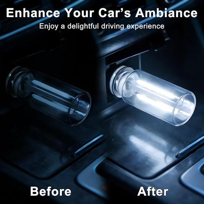 2 Packs USB Light for Car, Touch Dimmable Car Interior Ambient Lights - Portable Mini USB LED Light Bulb, Retro Glass Bottle Night Light for Vehicle, Bedroom, Hallway, Camping (White) - Image 2