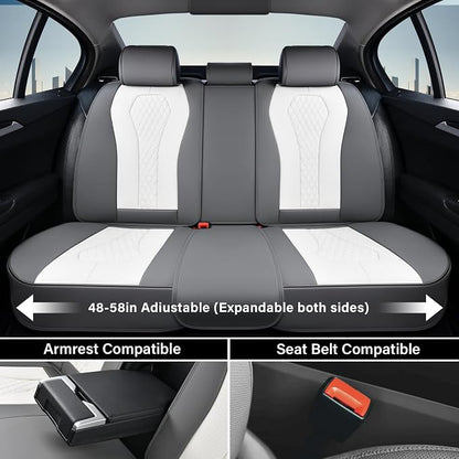 Coverado Seat Covers, Car Seat Covers Full Set, White Car Seat Cover, Car Seat Cushion Waterproof, Front Seats Back Seat Covers, Luxury Seat Cover Car Seat Protector Universal Fit Most Cars - Image 4