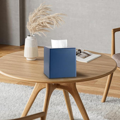 Y-in Hand Tissue Box Cover, Square Facial Cube Tissue Box Holder, Storage Accessories for Bathroom Vanity, Bedroom Countertops, Dressers, Night Stand, Parlors and Offices - Navy Blue - Image 6