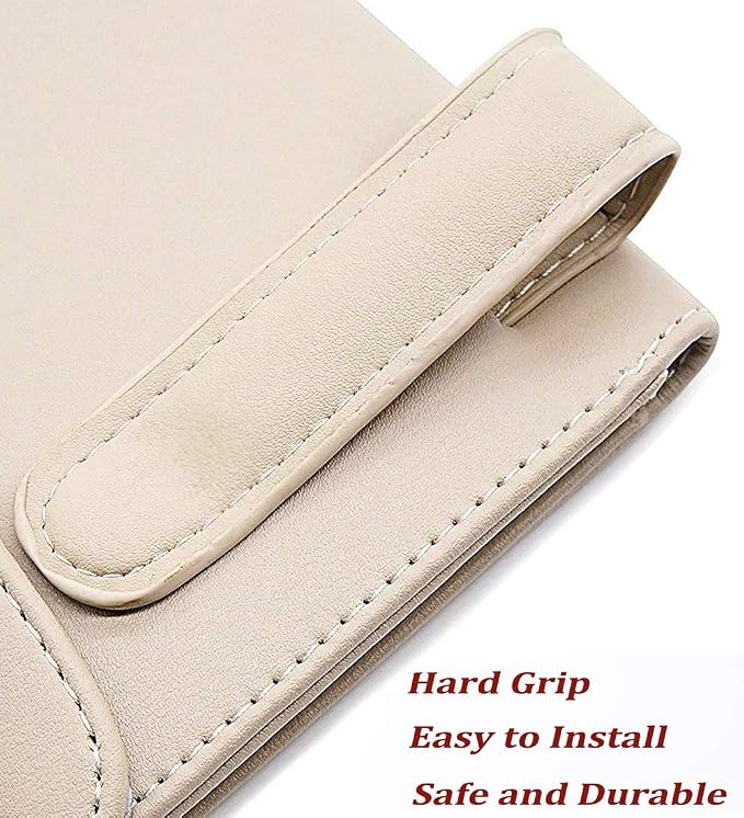 Car Tissue Holder for Sun Visor, PU Leather Napkin Case Box Beige | Car napkin box mounts on visor/back seat in seconds, quick reload, handy for drivers and passengers, fits cars, trucks & SUVs - Image 6