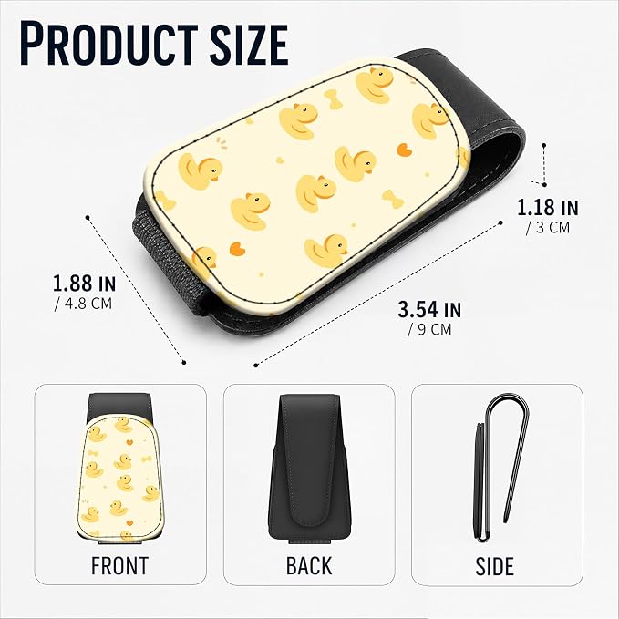 Leather Magnetic Sunglass Holder for Car Sun Visor, Cute Eyeglass Ticket Card Hanger Clip, Universal Auto Interior Accessories for SUV Pickup Truck, Cute Duck - Image 3