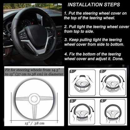 Microfiber Leather Steering Wheel Covers Universal 15 inch (Gray) - Image 6