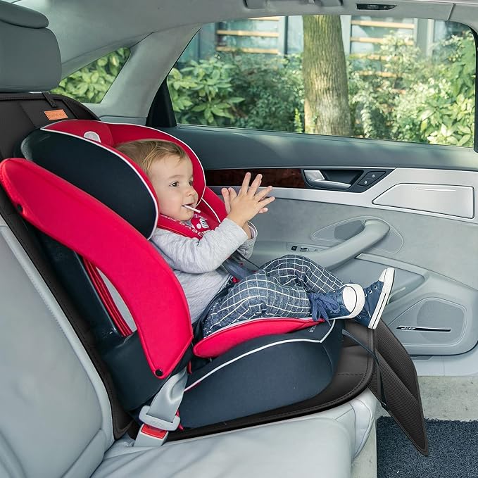 SMART ELF Car Seat Protector, Thickest Padding and Non-Slip Backing (Black) | Waterproof Car Seat Cover with Mesh Pockets, 600D Leather and Fabric for SUV, Sedan, Truck, Easy to install for Baby and Pet - Image 7