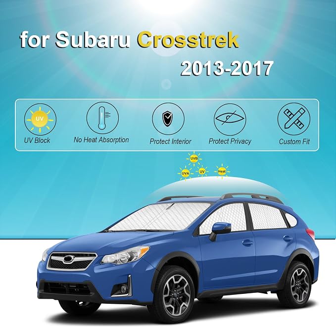 KMF 8pcs Thicken Sun Shades Custom Fit for Subaru Crosstrek 2013-2017 Accessories, Full Window Privacy Car Window Covers Sunshade for Windshield Side Rear, UV Block and Blackout for Camping Outdoor - Image 5