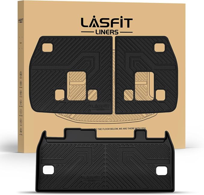 LASFIT Cargo Mats for Kia Carnival 2022-2027 /Kia Carnival Hybrid 2025-2027 | All Weather TPE Custom Fit Cargo Trunk Mat & Backrest Mats Accessories, Black by LASFIT