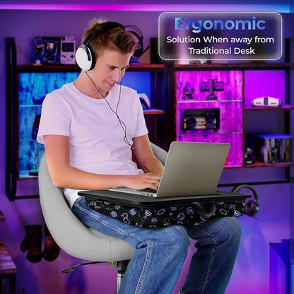 Lap Desk – L.DOCTOR Cushioned Lap Desks, Portable Laptop Desk for Bed, Couch & Floor, Washable Cushion, Built-in Phone & Tablet Slot, Fits 17.3" Laptop – Working, Writing, Gaming – Large, Gaming Accs - Image 6