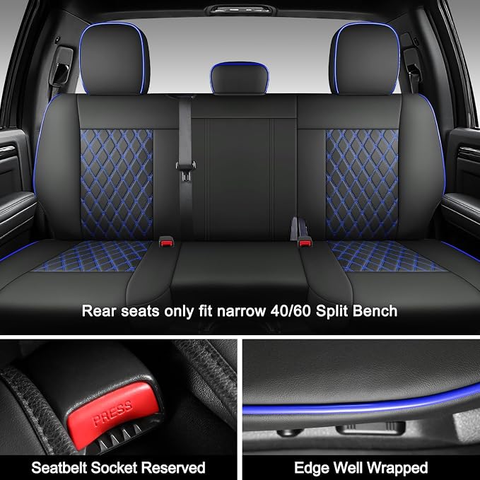 Seat Covers for Silverado/Sierra| Nappa Leather Pickup Truck Custom Seatcovers Full Set for Chevy Silverado GMC Sierra 2014-2018 1500, 2015-2019 2500HD 3500HD Crew Double Extended Cab - Image 2