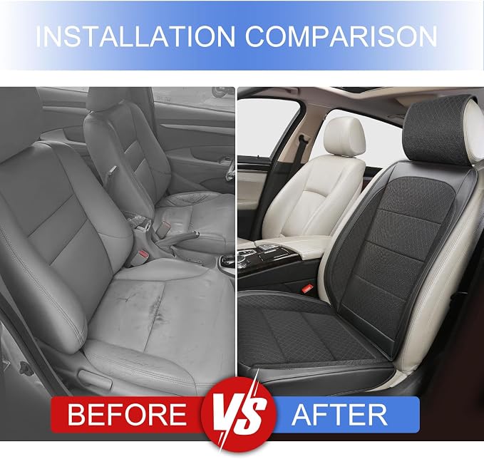 BEITK 1 Pack Black Ventilated Cooling Mesh Car Seat Covers | 3D Air Mesh, PU Leather, Breathable, with Storage pocket, Non-slip, Universal Fit for Car Truck SUV, Easy to Install - Image 6