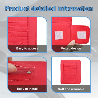 Augeny Car Sun Visor Organizer, Small Auto Visor Organizer and Storage, Registration and Document Holder, Vehicle Accessories for Sunglasses, Document, Card, Pen, Driver License (Red) - Image 3