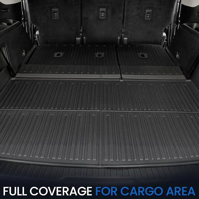 Cargo Mat for Ford Expedition Max 2018-2024 7/8 Seats Accessories | Cargo Liner & Rear Seat Back Protector, All Weather TPE, Non Slip & Odorless & Scratch Proof, Quick Clean - Image 3