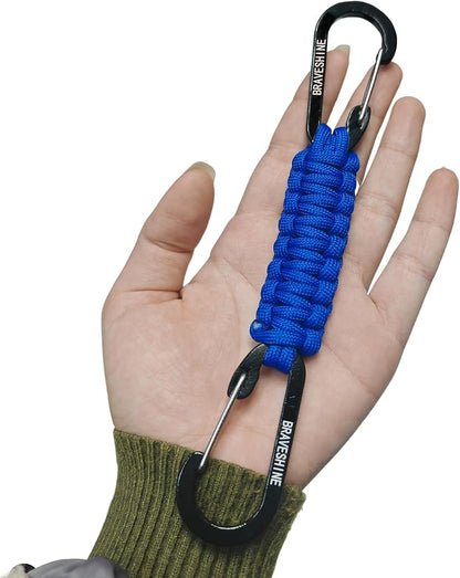 BRAVESHINE Paracord Keychain Carabiner Clip | D Ring Hanger Lanyard Hook | 7.3inch Long | for Stroller, Water Bottle, Key, Backpacks, Men, Women, Luggage, Car Seat Headrest, Fence, Bag Charms - Image 4