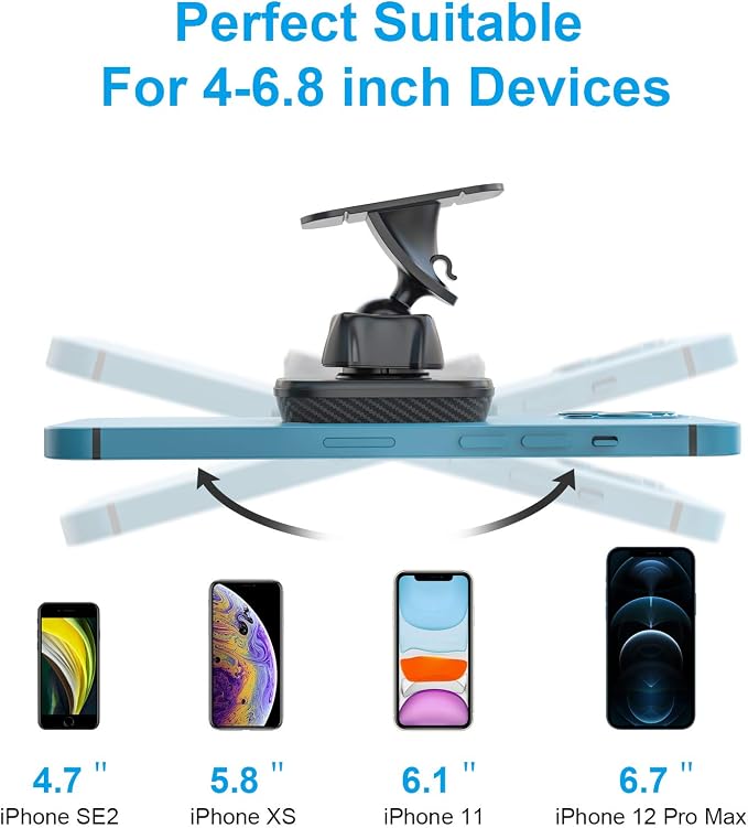 APPS2Car Magnetic Car Phone Mount, Dashboard Phone Holder, 1-Pack | 360° Magnetic Phone Holder for Car with Adhesive Base; Includes Metal Plate and Fits Most Phones. Not for Direct MagSafe Use - Image 7
