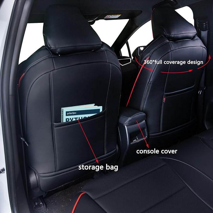 HKZ Customized Special seat Cover for Toyota Corolla (Black with Red Trim, 2023-2026 Corolla Hybrid LE) - Image 2