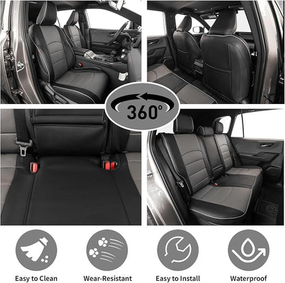 EKR Car Challenger Seat Covers 2008-2010,Leatherette Full Set | Custom Fit for Dodge Challenger 2008 2009 2010-Faux Leather(Black/Gray) - Image 4