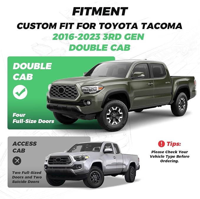 RIDEPOSH Custom Leather Seat Covers for Toyota Tacoma Double Cab 2016-2023 | full set, BK, OEM fit, premium waterproof leather, anti-slip, extra pockets, long-term durability, airbag compatible - Image 2