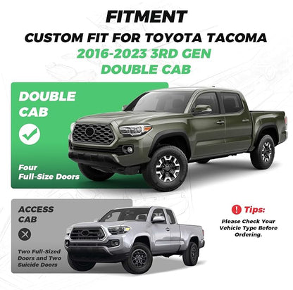 RIDEPOSH Custom Leather Seat Covers for Toyota Tacoma Double Cab 2016-2023 | full set, BK, OEM fit, premium waterproof leather, anti-slip, extra pockets, long-term durability, airbag compatible - Image 2