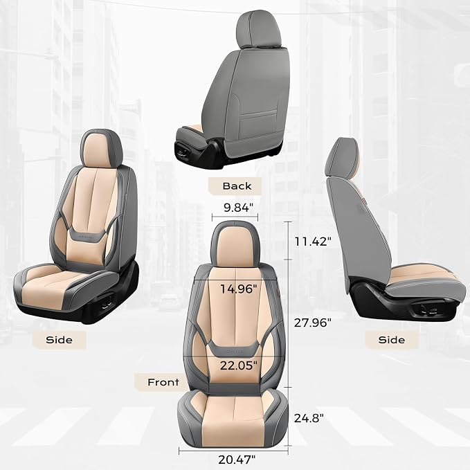 Coverado Car Seat Covers, Seat Covers for Cars, Waterproof Leather Auto Seat Protectors, Leather Car Seat Cushion, Car Interiors Accessories Universal Fit for Most Cars - Image 5