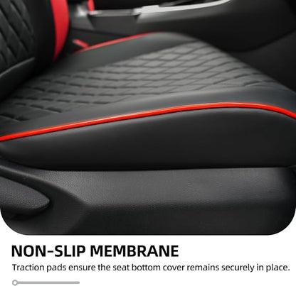 Lolcar Rav4 Seat Covers for Toyota RAV4 2019 2020 2021 2022 2023 2024 2025 LE,XLE,XLE Premium,Limited,Car Seat Cover for Trucks SUV,Leather Seat Cushion Full Set,Faux Leather (Black red Grid) - Image 6