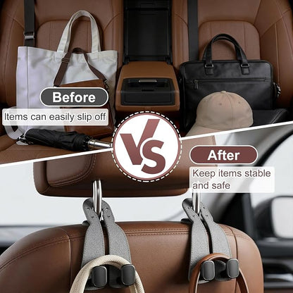 2 Pack Car Seat Back Double Hook, Headrest Hooks for Car, 2026 New Car Seat Back Organizer Storage Hook for Handbag, Purse, Coat Bags, and Accessories - Image 4