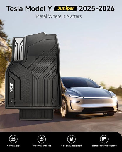3W Tesla New Model Y Juniper 2025 2026 Floor Mats, Not for Standard | 9PCS, Cargo Liners, Trunk Mats, Seat Back Protector, All Weather Customer Fit Vigormold™ TPE, Model Y Juniper Accessories - Image 2