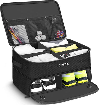 YOREPEK Golf Gifts for Men, 2 Layer Golf Trunk Organizer for 2 Pair Shoes | Waterproof Car Trunk Locker with Separate Ventilated Compartment for Balls, Tees, Clothes, Gloves, Birthday Gifts for Golfers by YOREPEK
