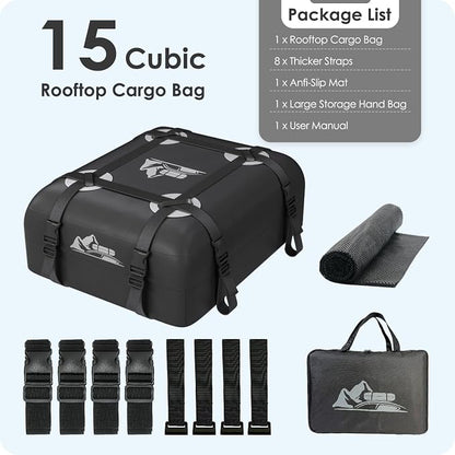 Car Rooftop Cargo Carrier Bag 15-20 Cubic Feet(15Cu.Ft-Gray) - Image 8